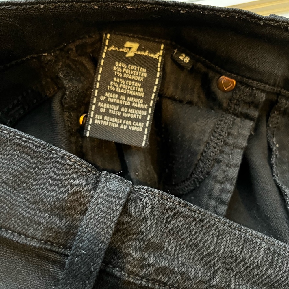 7 FOR ALL MANKIND BLACK MID RISE SKINNY JEANS Size 28 - Picture 4 of 7